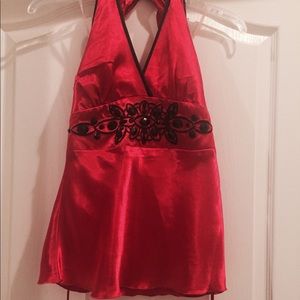 Red & Black Halter Top